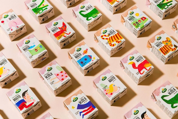 這款牛奶飲料包裝俏皮的都要從貨架上跳出來了！